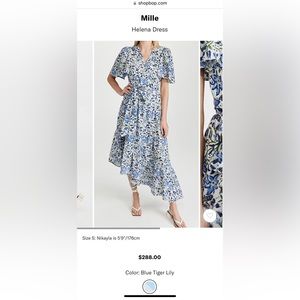 NWT Mille Helena Dress Blue Tiger Lily